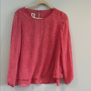 Anne Klein Red and White Blouse Elegant Top